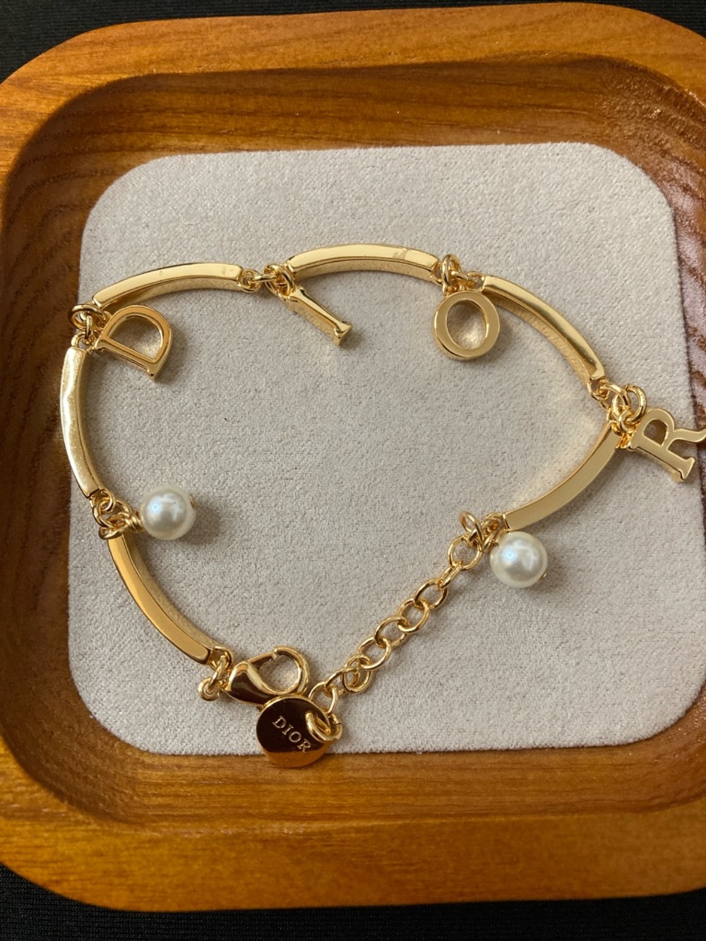 Dior Gold-Tone Charm Bracelet with Faux Pearls - Picture 4 of 4